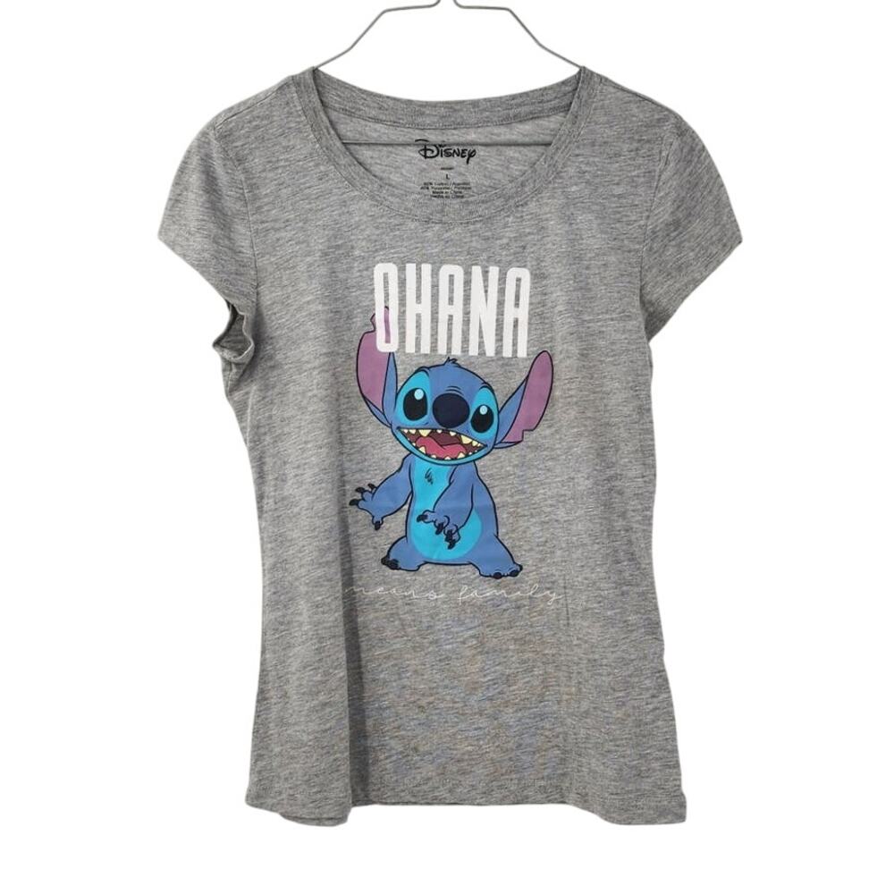 Disney Gray 'Ohana' Stitch Graphic Tee